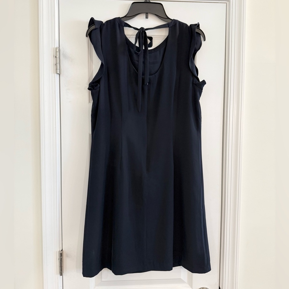 Loft Ruffle Sleeve Navy Shift Dress Classic Women’s Size 10 - Picture 5 of 9